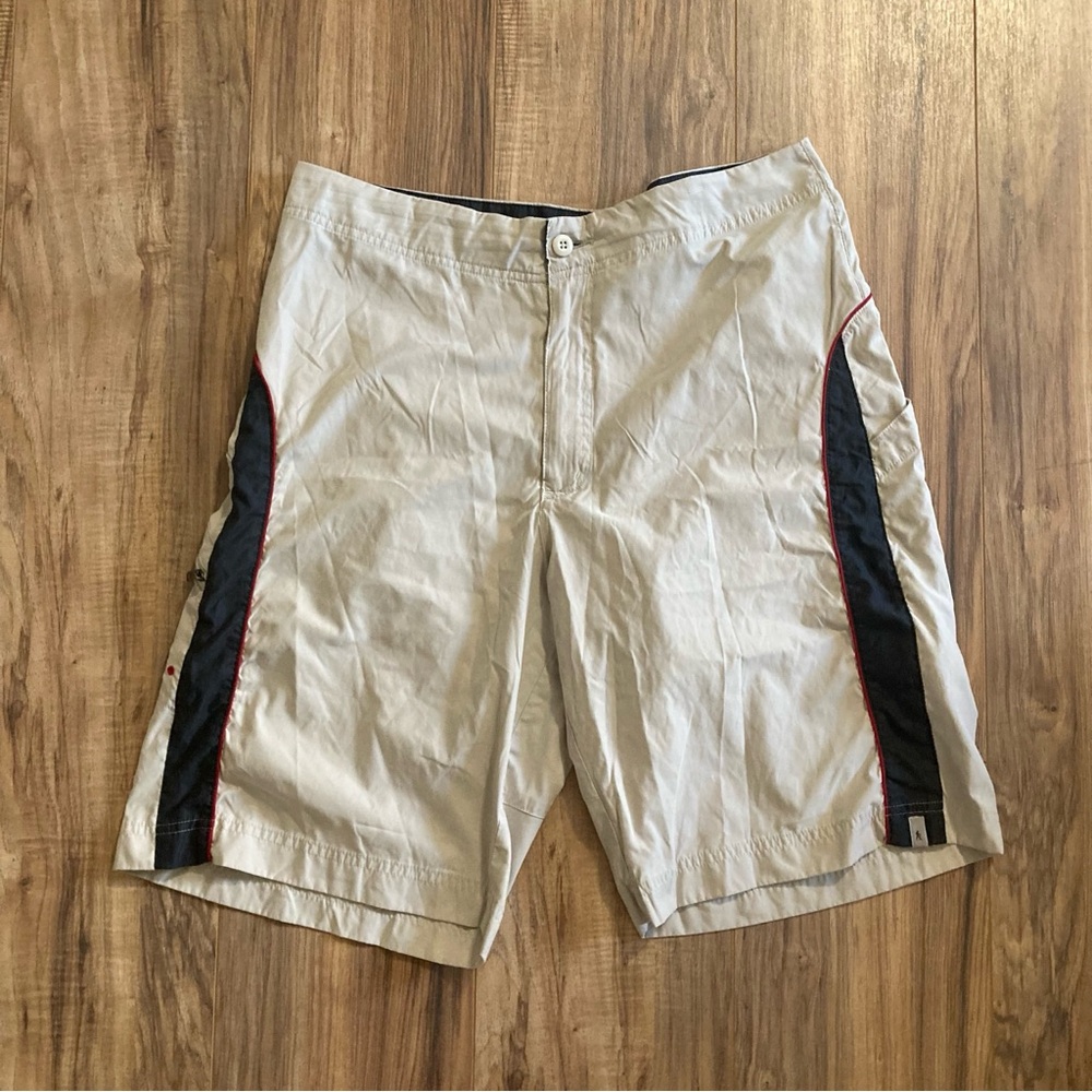 Royal Robbins Shorts Mens Sz 36 Bone Color Black Stripe Outdoor‎ Travel Hiking